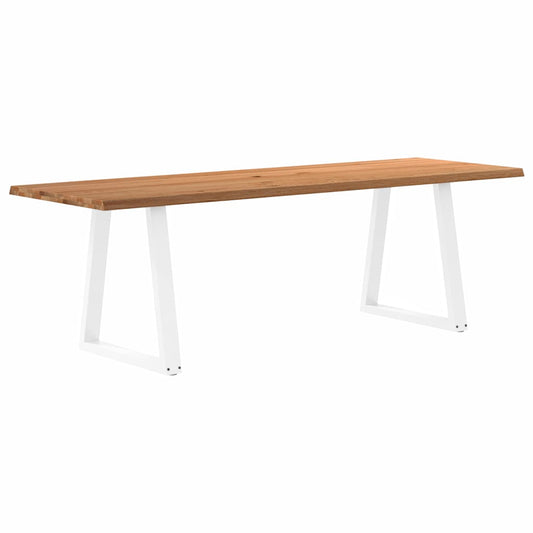 Eettafel met natuurlijke rand 240x80x74 cm massief eikenhout