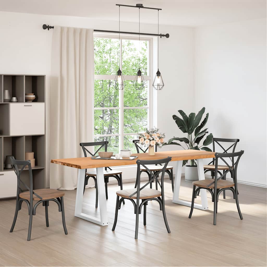 Eettafel met natuurlijke rand 240x80x74 cm massief eikenhout