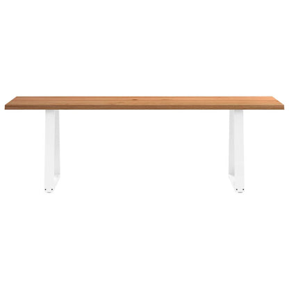 Eettafel met natuurlijke rand 240x80x74 cm massief eikenhout