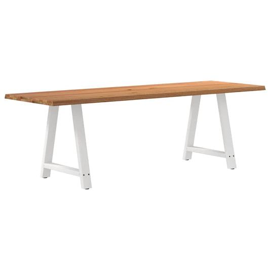 Eettafel met natuurlijke rand 240x80x74 cm massief eikenhout