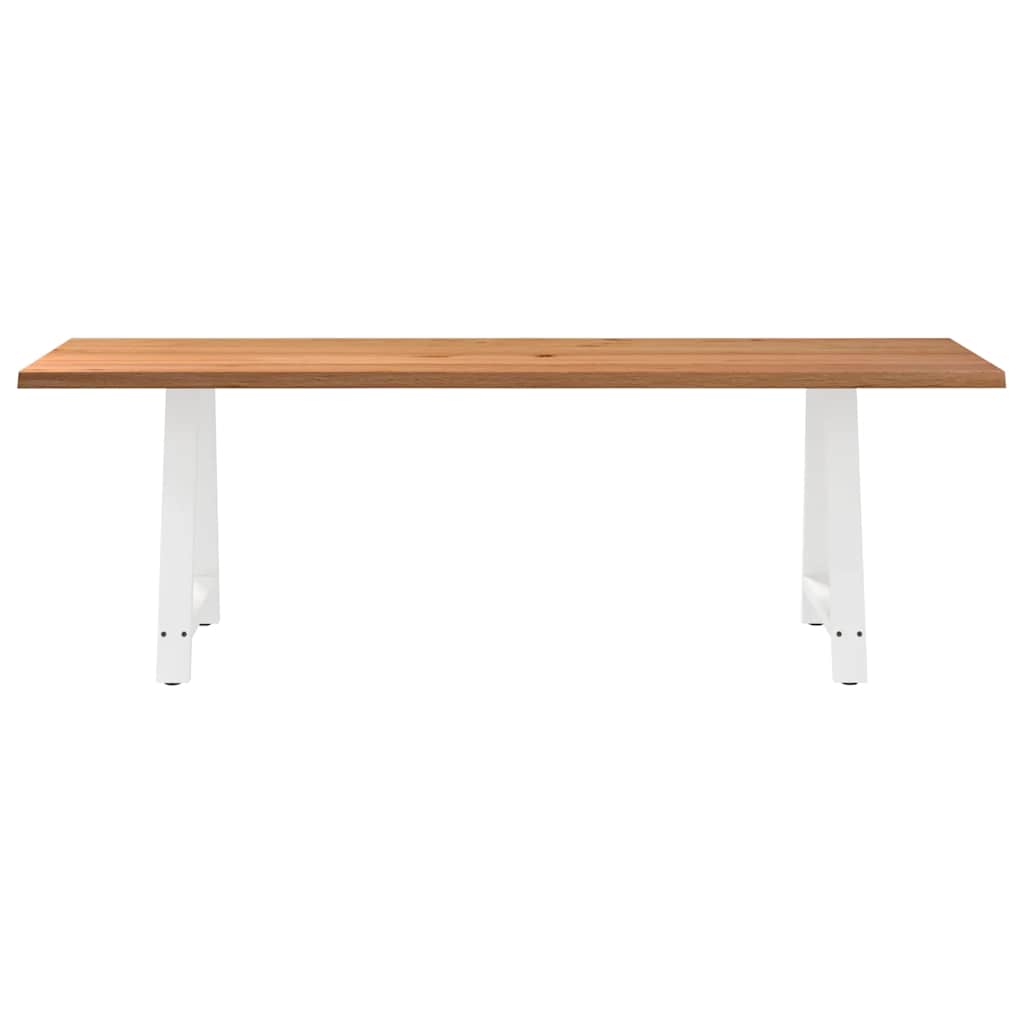 Eettafel met natuurlijke rand 240x80x74 cm massief eikenhout