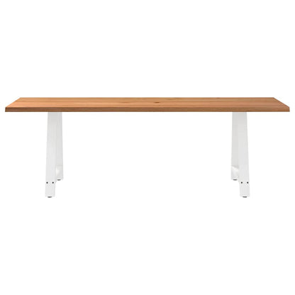 Eettafel met natuurlijke rand 240x80x74 cm massief eikenhout