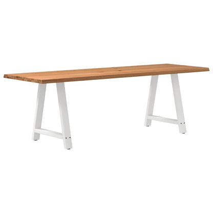 Eettafel met natuurlijke rand 240x80x74 cm massief eikenhout