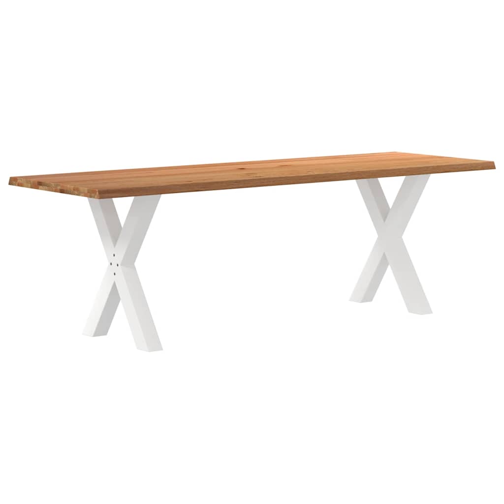 Eettafel met natuurlijke rand 240x80x74 cm massief eikenhout