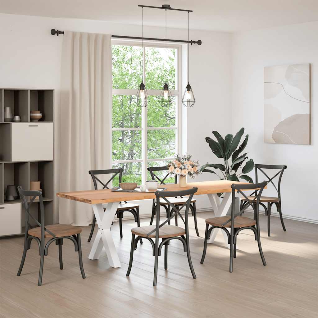 Eettafel met natuurlijke rand 240x80x74 cm massief eikenhout
