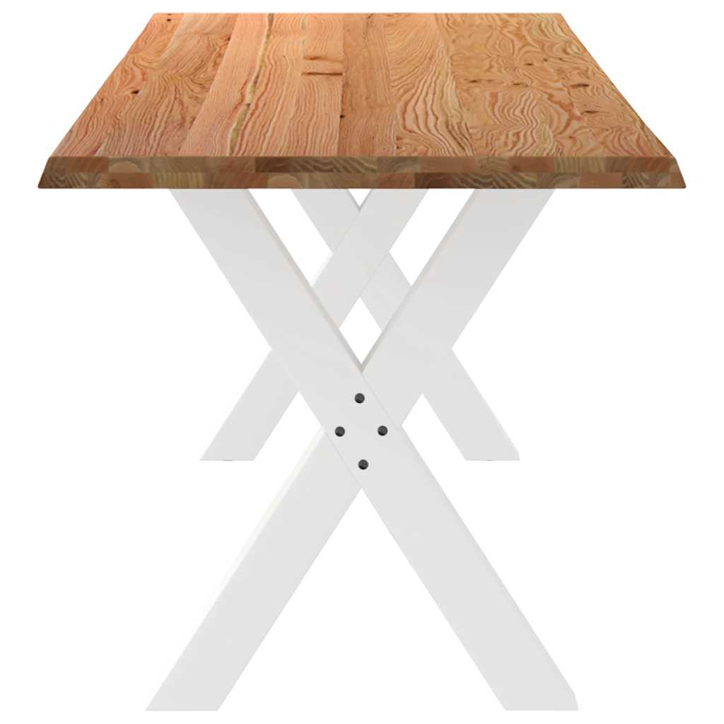Eettafel met natuurlijke rand 240x80x74 cm massief eikenhout