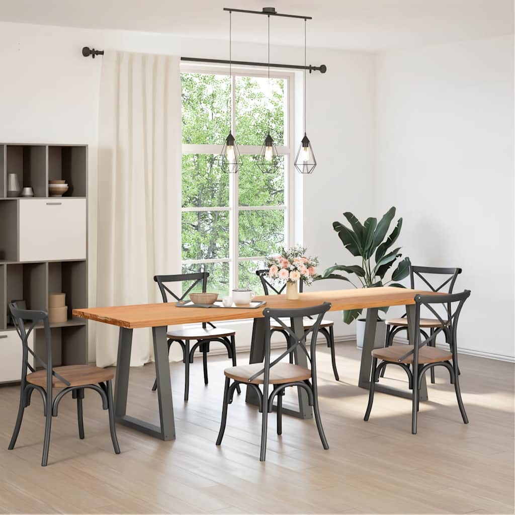 Eettafel rechthoekig 280x80x74 cm massief eikenhout lichtbruin
