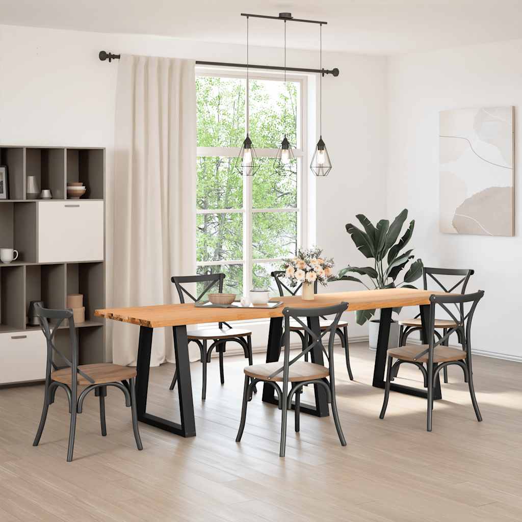 Eettafel met natuurlijke rand 280x80x74 cm massief eikenhout