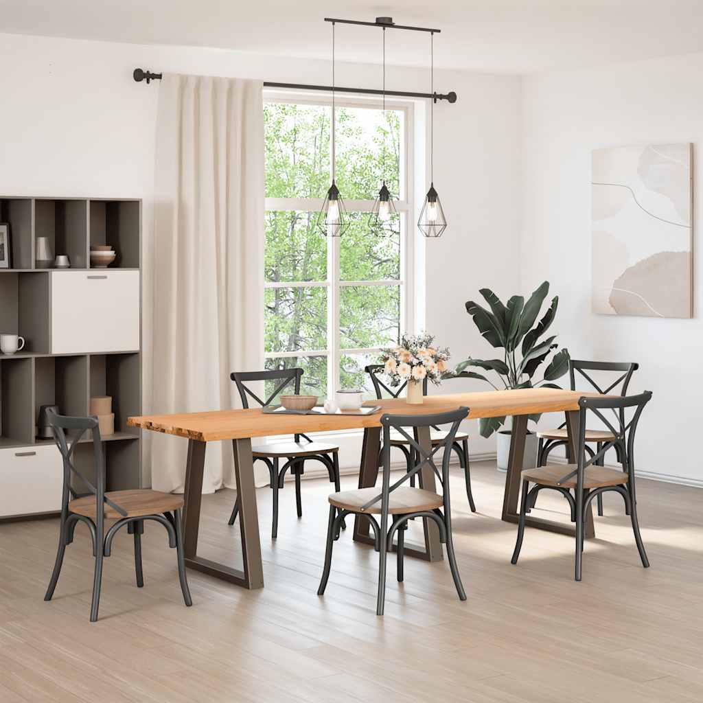 Eettafel met natuurlijke rand 280x80x74 cm massief eikenhout