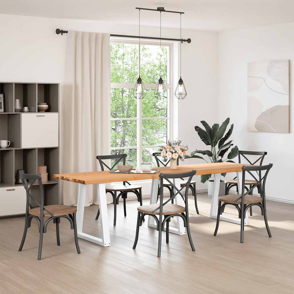 Eettafel met natuurlijke rand 280x80x74 cm massief eikenhout