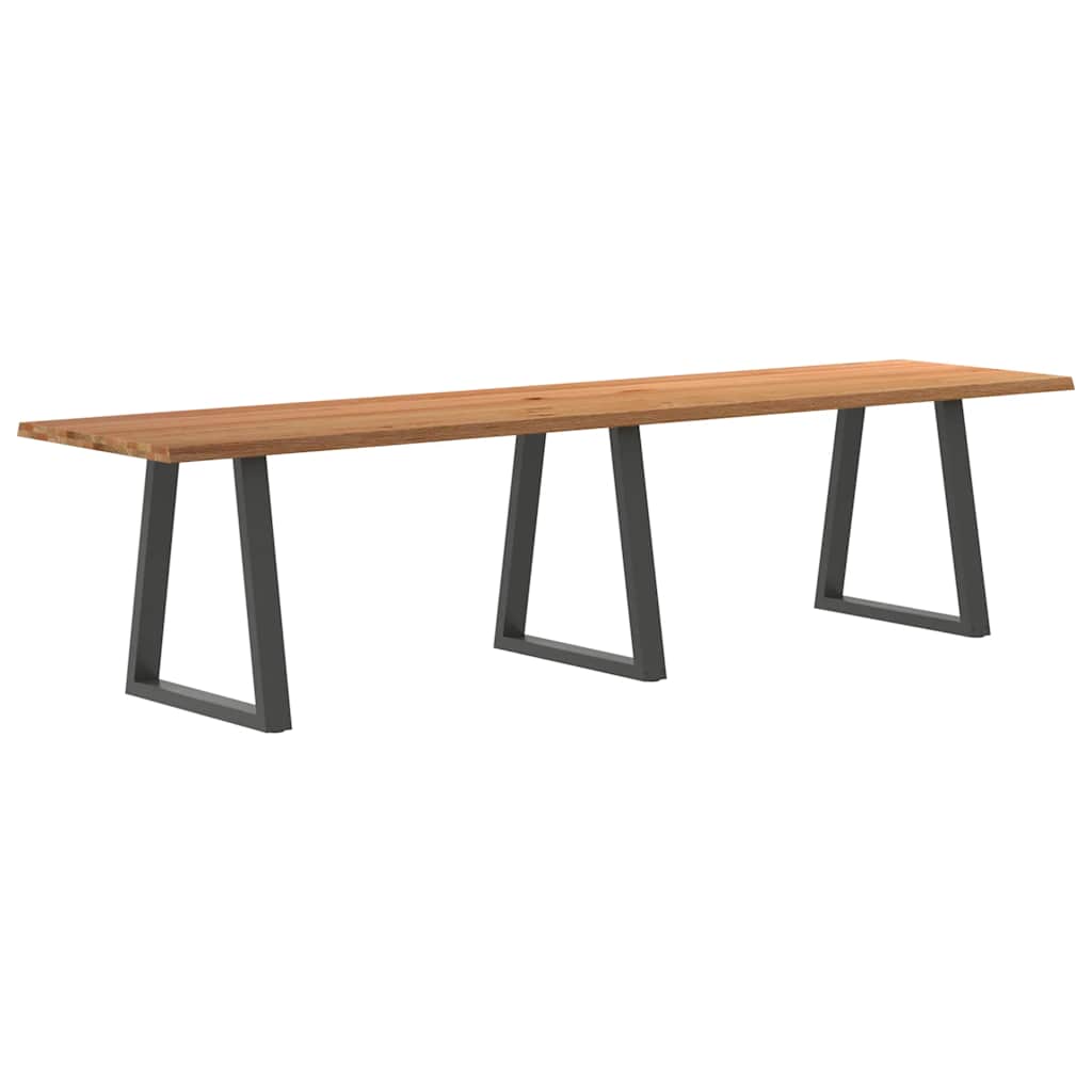Eettafel met natuurlijke rand 320x80x74 cm massief eikenhout