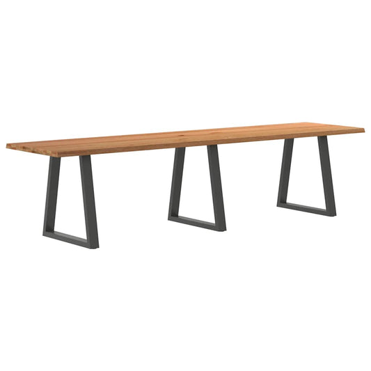 Eettafel met natuurlijke rand 320x80x74 cm massief eikenhout