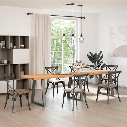 Eettafel met natuurlijke rand 320x80x74 cm massief eikenhout