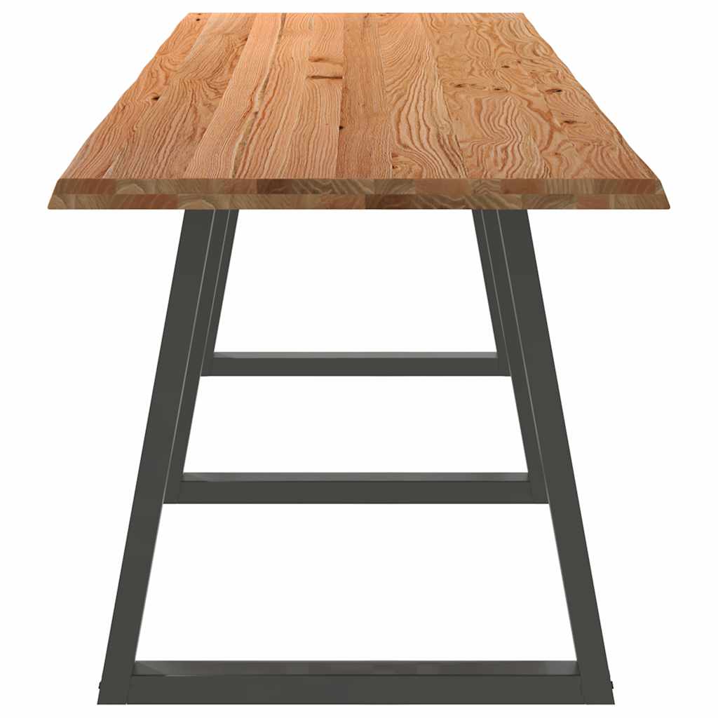 Eettafel met natuurlijke rand 320x80x74 cm massief eikenhout
