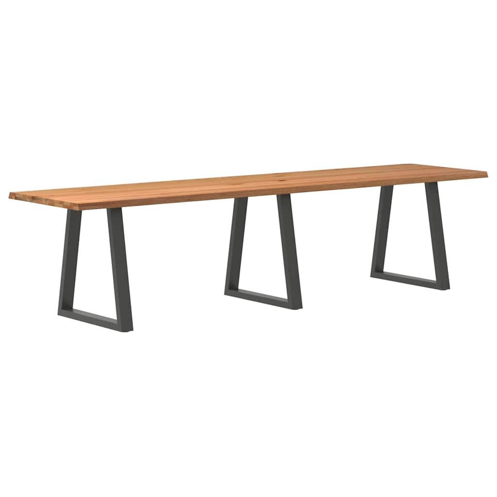 Eettafel met natuurlijke rand 320x80x74 cm massief eikenhout