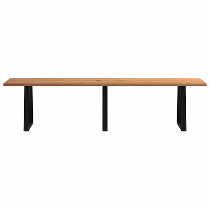 Eettafel met natuurlijke rand 320x80x74 cm massief eikenhout