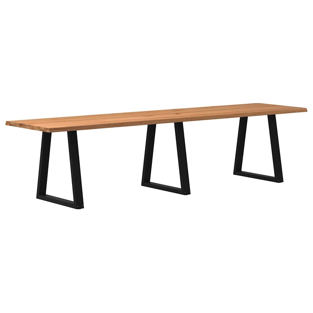 Eettafel met natuurlijke rand 320x80x74 cm massief eikenhout