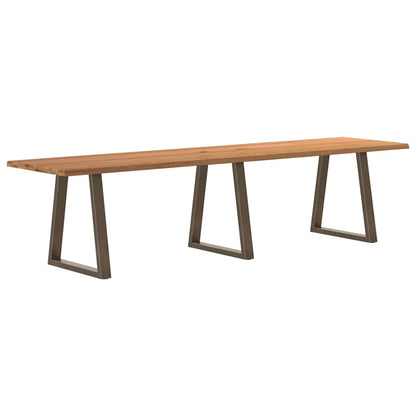 Eettafel met natuurlijke rand 320x80x74 cm massief eikenhout