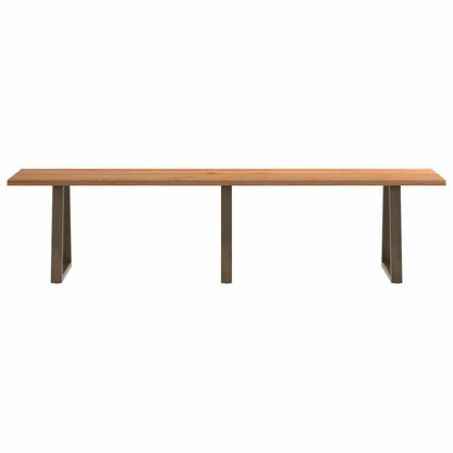 Eettafel met natuurlijke rand 320x80x74 cm massief eikenhout