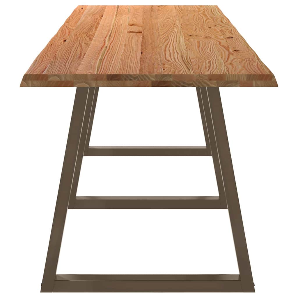 Eettafel met natuurlijke rand 320x80x74 cm massief eikenhout