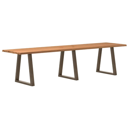 Eettafel met natuurlijke rand 320x80x74 cm massief eikenhout