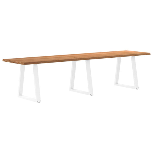 Eettafel met natuurlijke rand 320x80x74 cm massief eikenhout