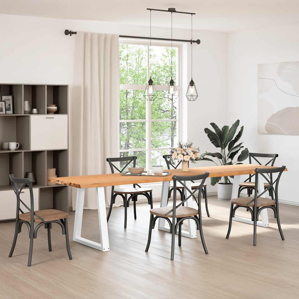 Eettafel met natuurlijke rand 320x80x74 cm massief eikenhout