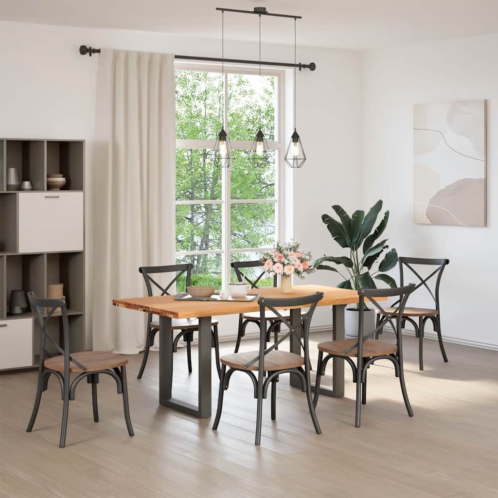 Eettafel rechthoekig 180x90x74 cm massief eikenhout lichtbruin