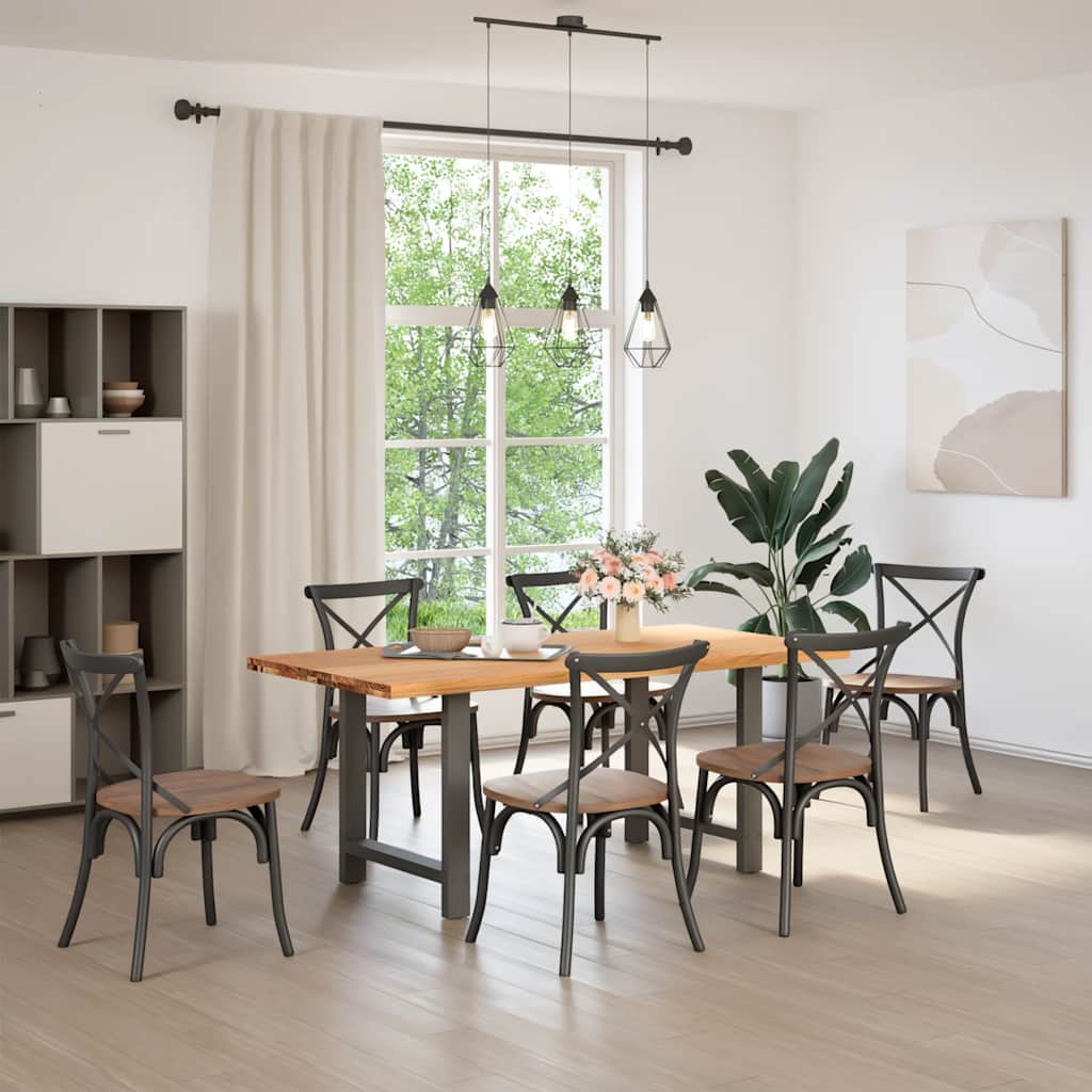 Eettafel rechthoekig 180x90x74 cm massief eikenhout lichtbruin