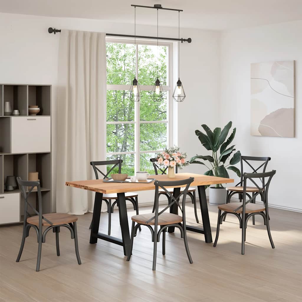 Eettafel rechthoekig 180x90x74 cm massief eikenhout lichtbruin