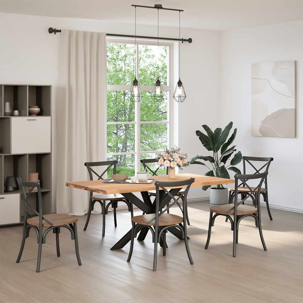 Eettafel rechthoekig 180x90x74 cm massief eikenhout lichtbruin
