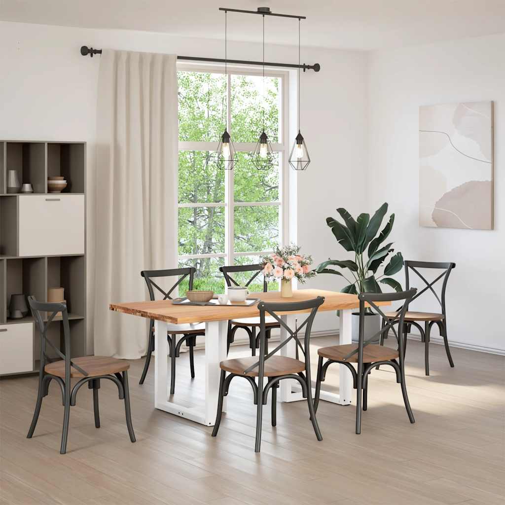 Eettafel rechthoekig 180x90x74 cm massief eikenhout lichtbruin