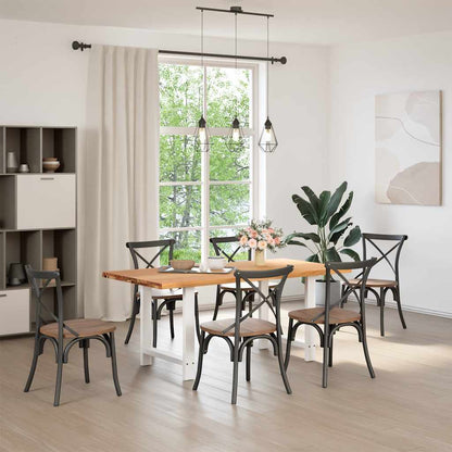 Eettafel rechthoekig 180x90x74 cm massief eikenhout lichtbruin