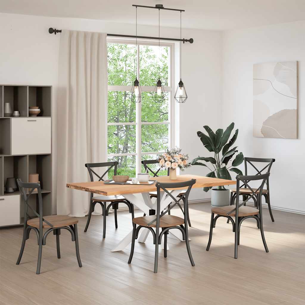 Eettafel rechthoekig 180x90x74 cm massief eikenhout lichtbruin