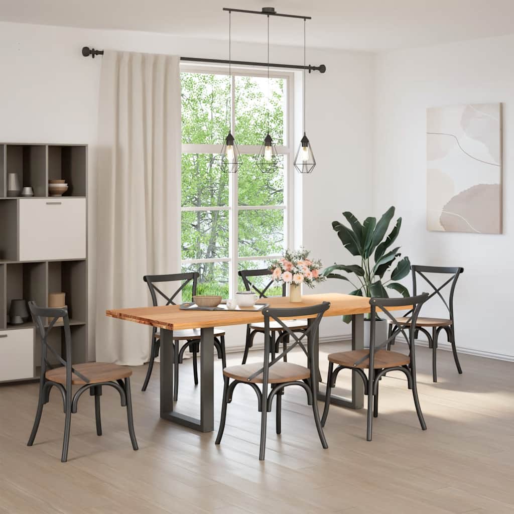 Eettafel rechthoekig 200x90x74 cm massief eikenhout lichtbruin