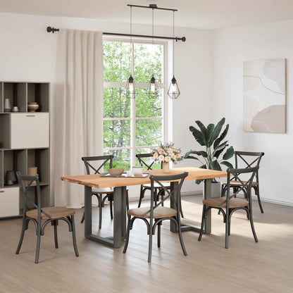 Eettafel rechthoekig 200x90x74 cm massief eikenhout lichtbruin