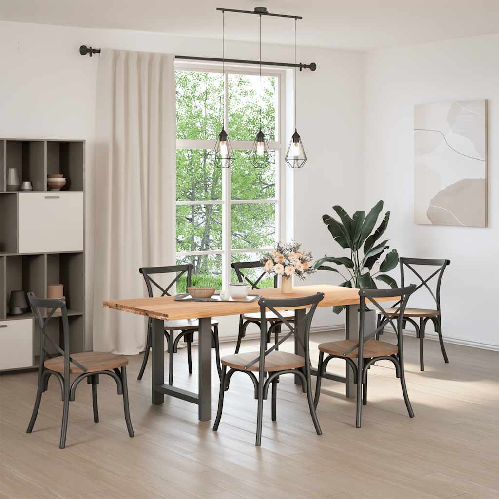 Eettafel rechthoekig 200x90x74 cm massief eikenhout lichtbruin