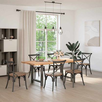 Eettafel rechthoekig 200x90x74 cm massief eikenhout lichtbruin