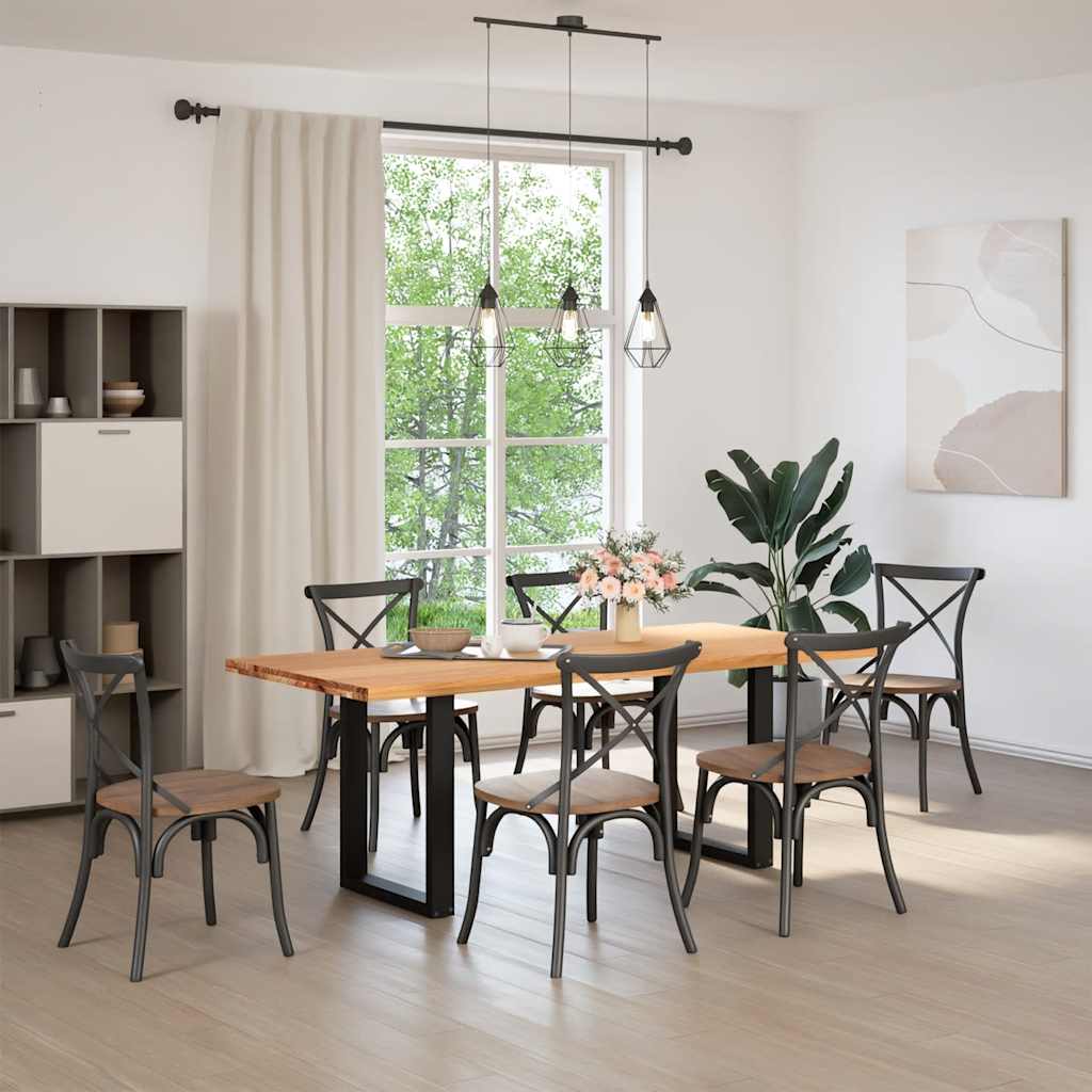 Eettafel rechthoekig 200x90x74 cm massief eikenhout lichtbruin