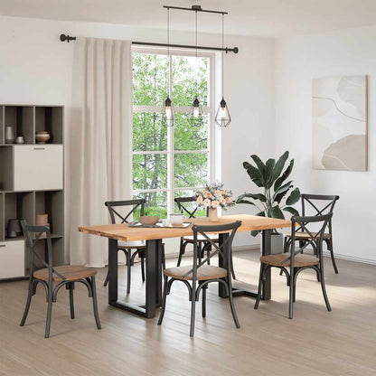 Eettafel rechthoekig 200x90x74 cm massief eikenhout lichtbruin