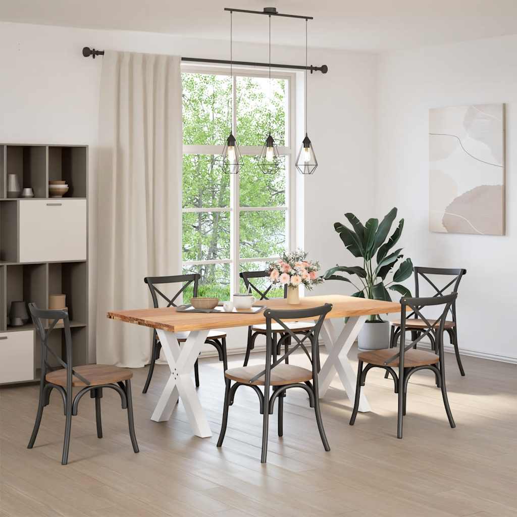 Eettafel rechthoekig 200x90x74 cm massief eikenhout lichtbruin