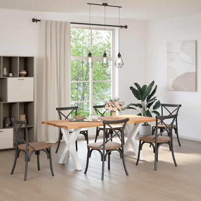 Eettafel rechthoekig 200x90x74 cm massief eikenhout lichtbruin