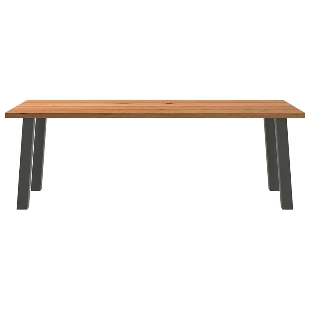 Eettafel rechthoekig 220x90x74 cm massief eikenhout lichtbruin