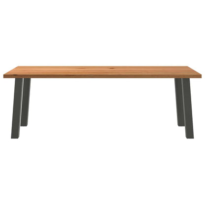 Eettafel rechthoekig 220x90x74 cm massief eikenhout lichtbruin