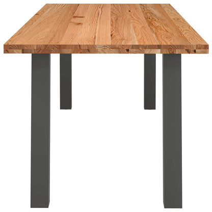 Eettafel rechthoekig 220x90x74 cm massief eikenhout lichtbruin
