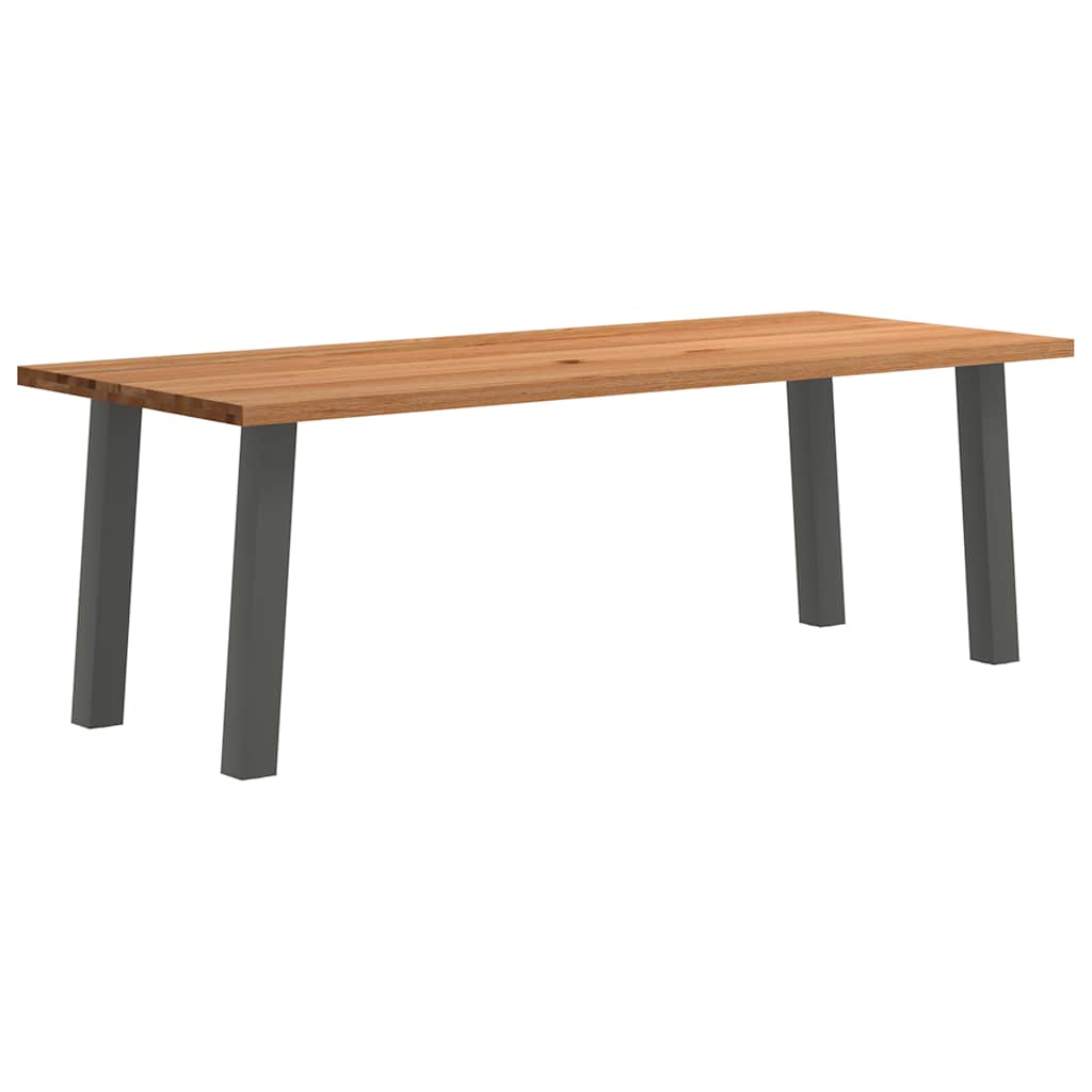 Eettafel rechthoekig 220x90x74 cm massief eikenhout lichtbruin