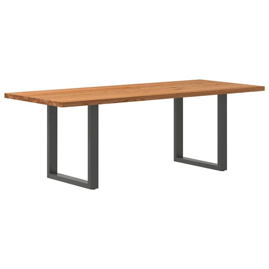 Eettafel rechthoekig 220x90x74 cm massief eikenhout lichtbruin