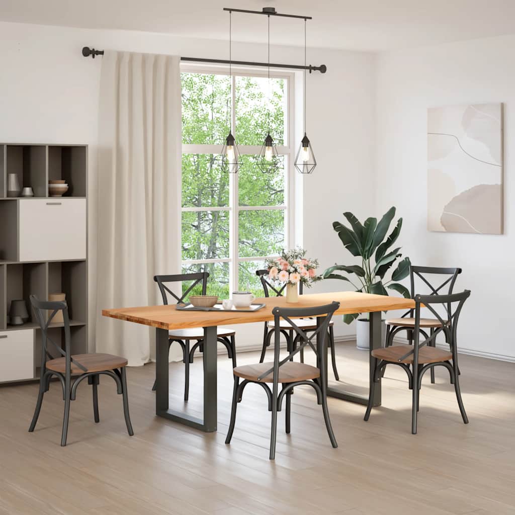 Eettafel rechthoekig 220x90x74 cm massief eikenhout lichtbruin