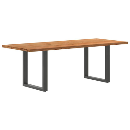 Eettafel rechthoekig 220x90x74 cm massief eikenhout lichtbruin