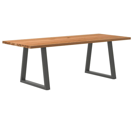 Eettafel rechthoekig 220x90x74 cm massief eikenhout lichtbruin
